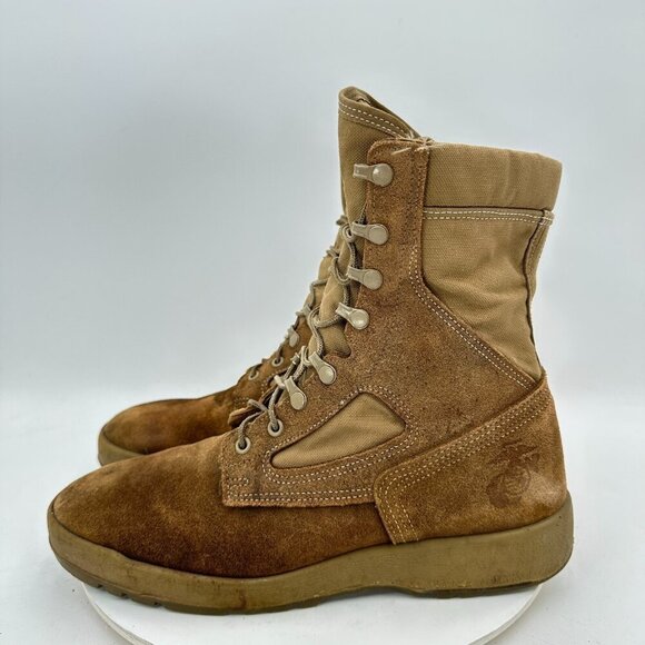 Belleville Men Size 11.5R Brown Khaki Suede Canvas Vibram Sole Hiking Boot - Picture 1 of 11